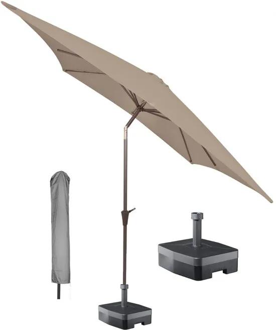 Â® vierkante parasol Altea 230x230 cm met hoes en voet - Taupe