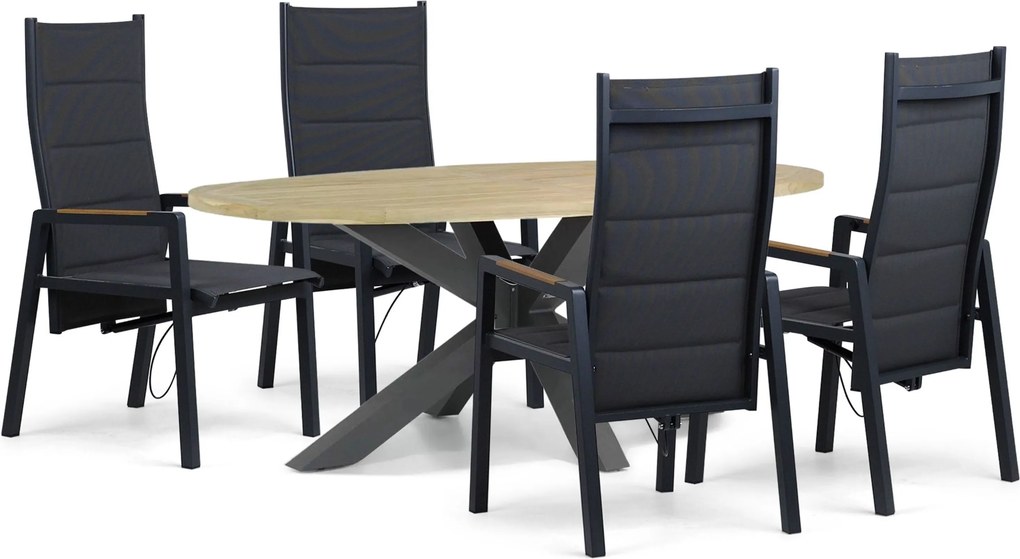 Tuinset 4 personen 200 cm Aluminium Grijs Lifestyle Garden Furniture Essence/Brookline