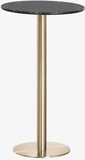 Ronde Hoge Bartafel Ø60 Cm In Natuurlijk Steen Xiren Big Flower Groen Marmer - Geborsteld Goud - Sklum