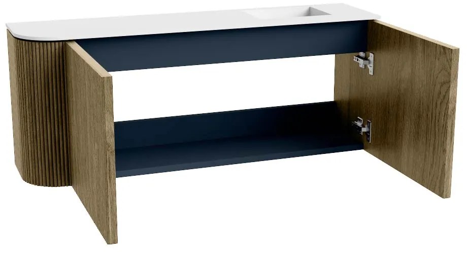 Mondiaz Joya 100cm toiletmeubel ronding links dusk met wastafel faye rechts zonder kraangat talc