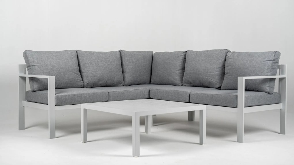 DATHO OUTDOOR Hoek Loungeset - Hawaii - Aluminium - Datho Outdoor - Wit/Lichtgrijs