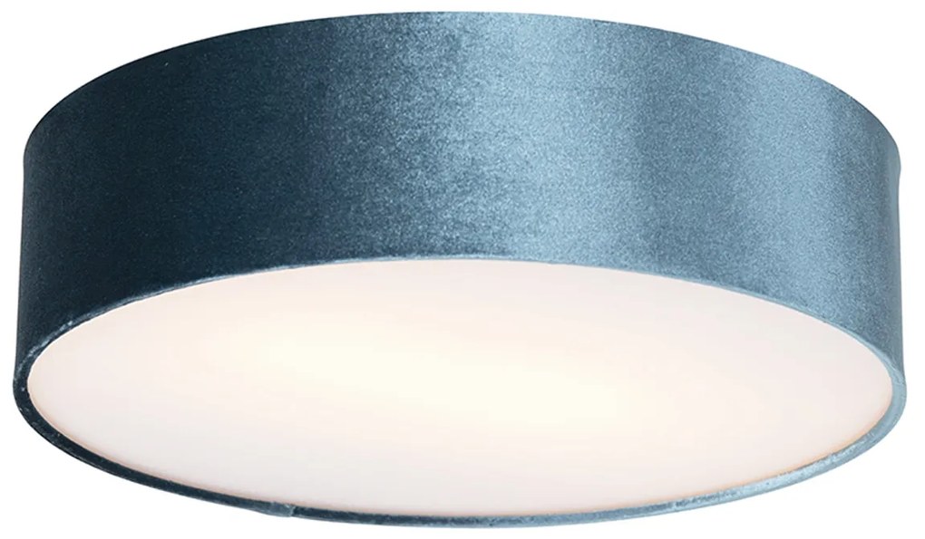 Moderne plafondlamp blauw 40 cm met gouden binnenkant - Drum