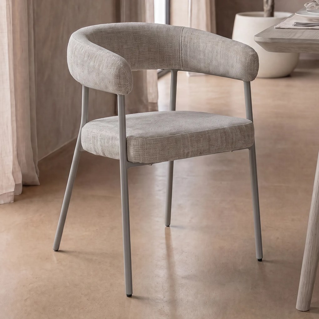 Beige Eetkamerstoel Met Ronde Rug
