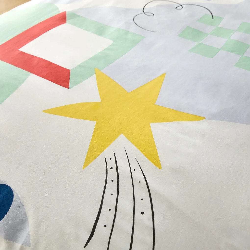 Bedset 50% recycled katoen, vierkante kussensloop, Olias