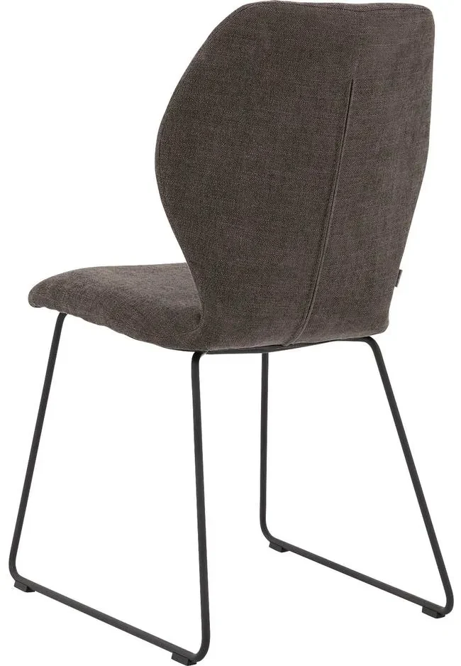 Goossens Eetkamerstoel Hera bruin stof leuning, modern design