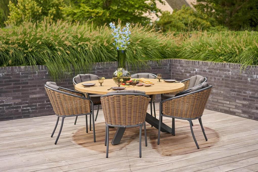 Tuinset Ronde Tuintafel 160 cm Aluminium/wicker Grijs 6 personen Lifestyle Garden Furniture Nice/Rockville