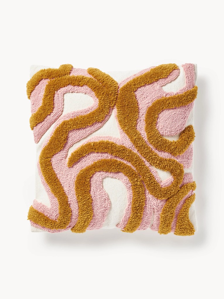 Handgetufte kussenhoes Jiri met getufte design