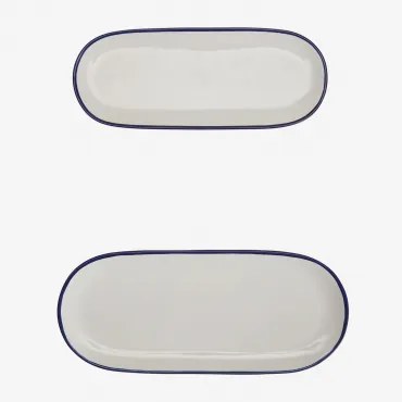 Set Van 2 Ronilena Gres Trays Wit Gardenia - Blauw Ken - Sklum