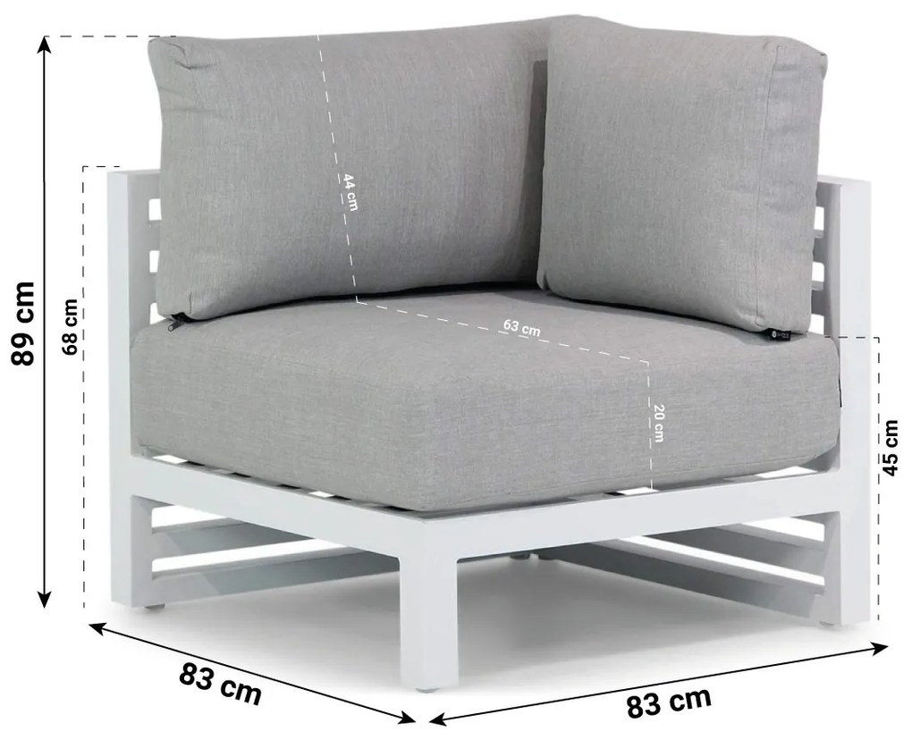 Hoek loungeset 2 personen Aluminium Wit  Santika Furniture Santika Jaya