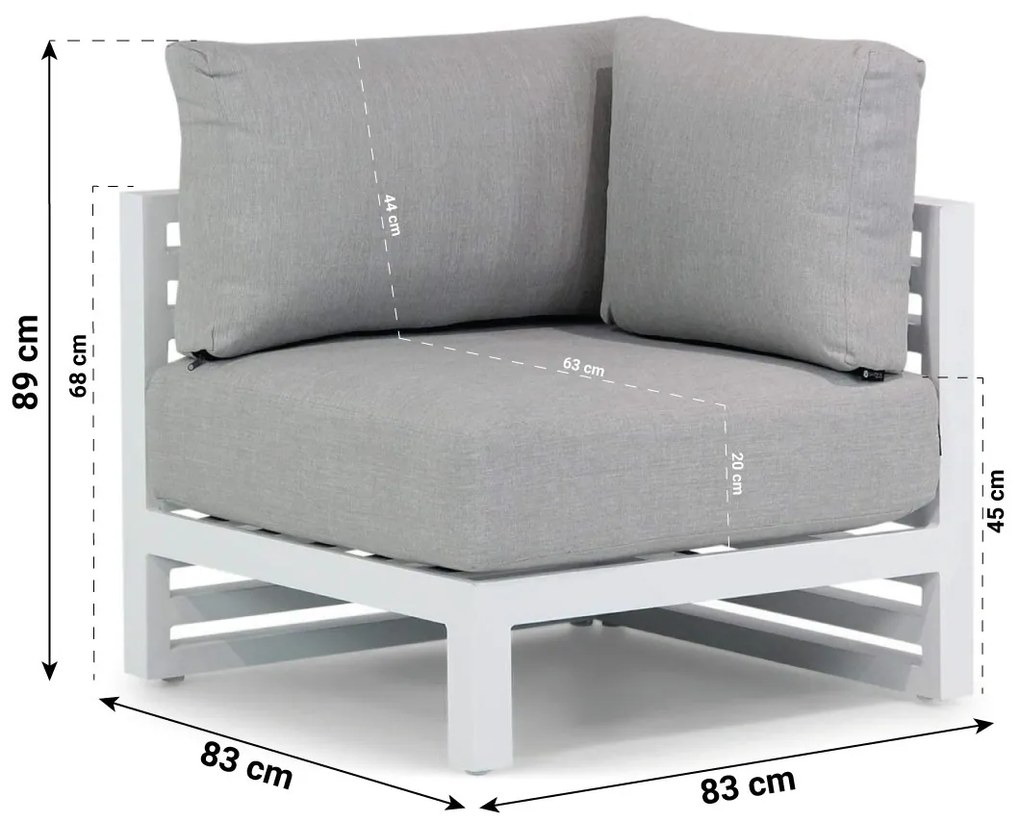 Santika Furniture Santika Jaya Hoek Module - Quick Dry Foam Aluminium Wit