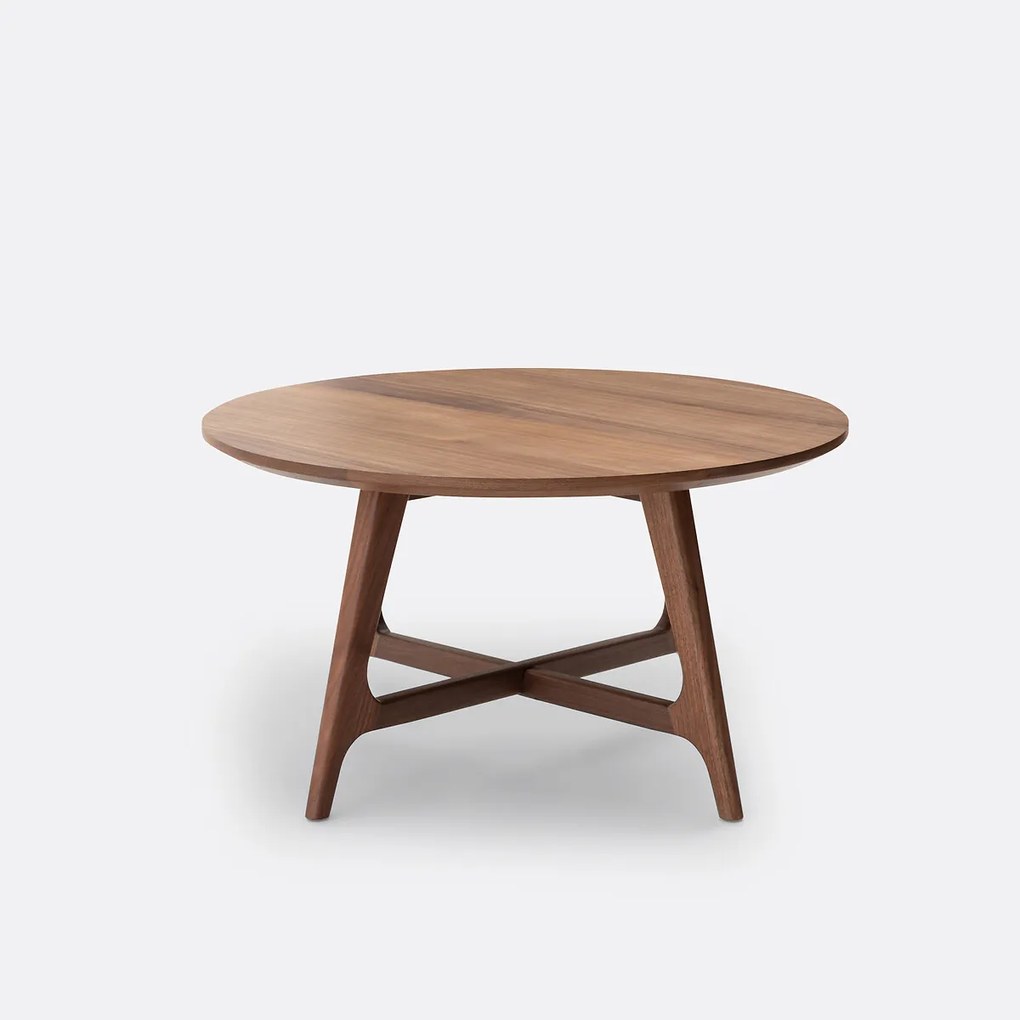 Kleine ronde salontafel, walnoot en fineer, Larsen