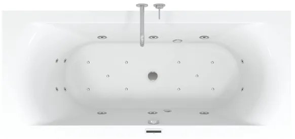 Riho Easypool 3.1 Lima whirlpoolbad rechts 180x80cm hydro 6+4+2 aero 10 colour speaker touch bediening inclusief poten en afvoer wit B052004005