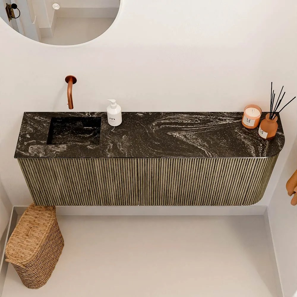 Mondiaz Joya DLux 110cm toiletmeubel ronding rechts dusk met wastafel faye links zonder kraangat lava