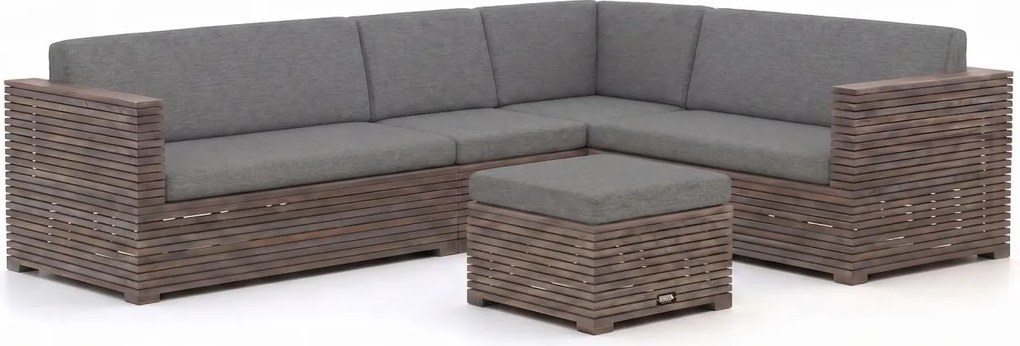 Hoek loungeset ROUGH  | 6 personen | Loungeset Old Teak Greywash | Hoekbank Teakhout | 270x210cm | Kees Smit Tuinmeubelen