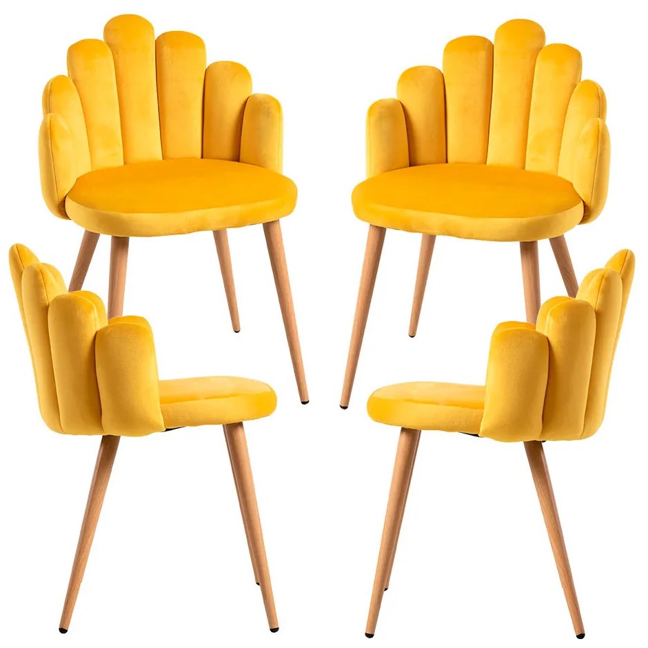 Set 4 Fluwelen Handstoelen