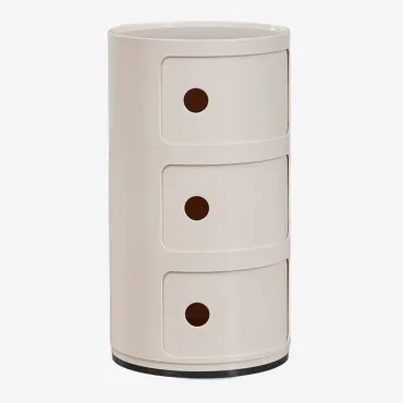 Pack Van 2 Nachtkastjes Ø30 Cm Met Planken Babel Tapioca Beige & 3 Lades - Sklum