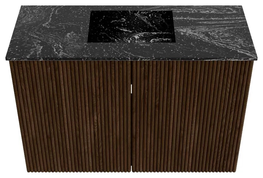 Mondiaz Joya DLux 60cm toiletmeubel walnut met wastafel faye midden zonder kraangat lava