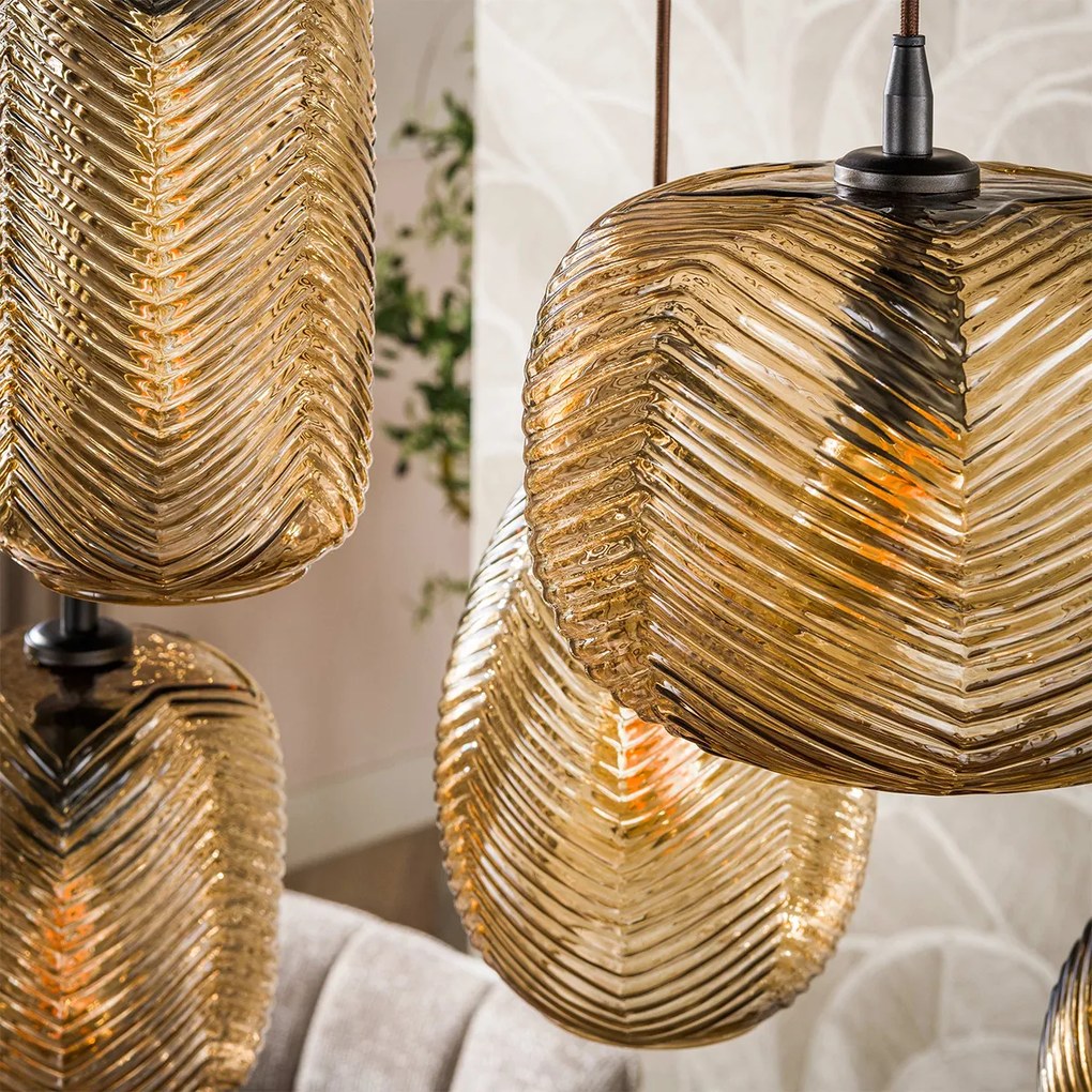 Stijlvolle Hanglamp Met Smoke-bruin Glas