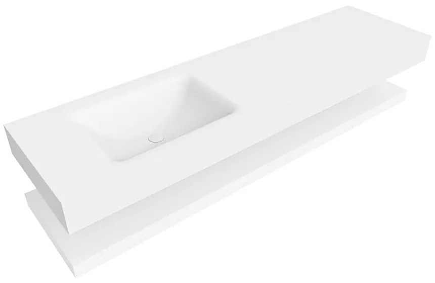 Zaro Alan badmeubel 170cm met planchet talc en vrijhangende wastafel cloud links 1 kraangat talc