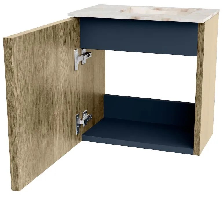 Mondiaz Joya DLux 40cm toiletmeubel dusk met wastafel faye rechts zonder kraangat frappe