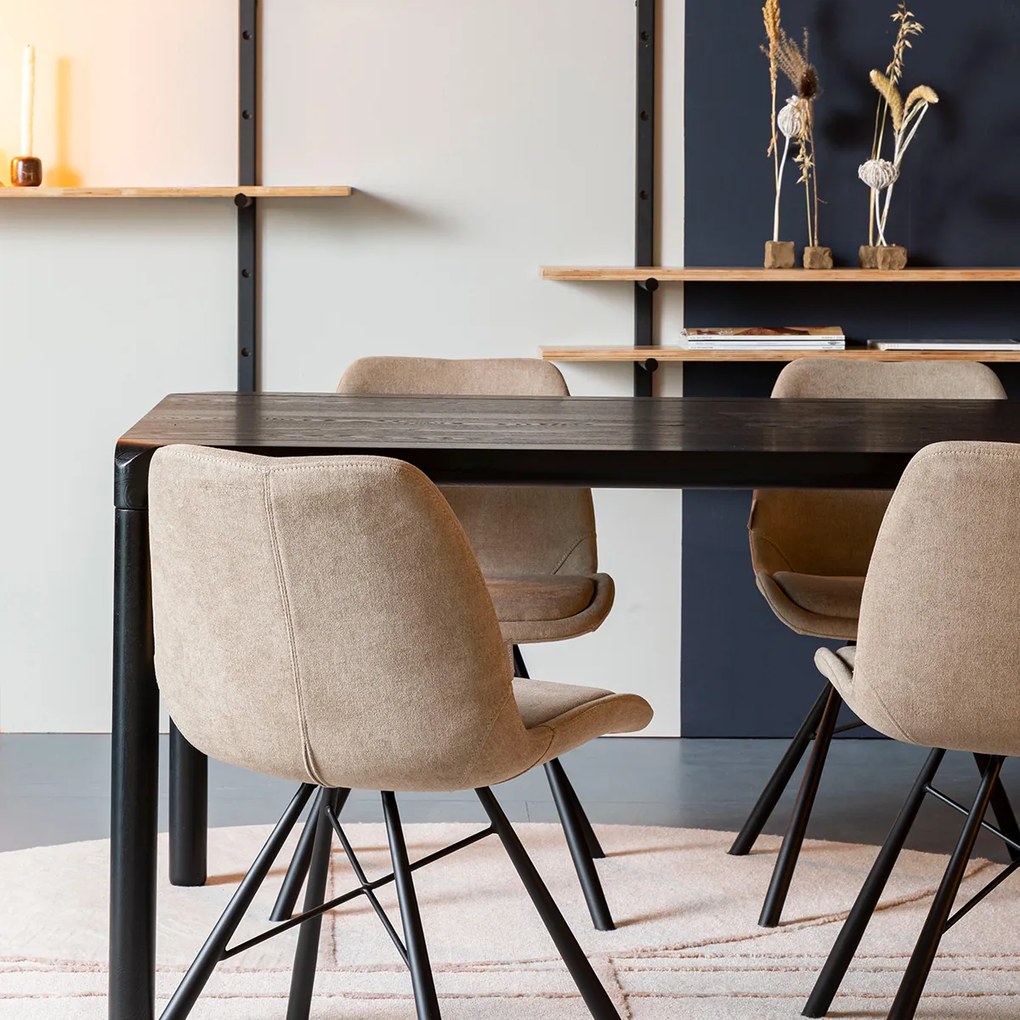 Zwarte Eetkamertafel Van Hout 220x90 Cm - 220 X 90cm.