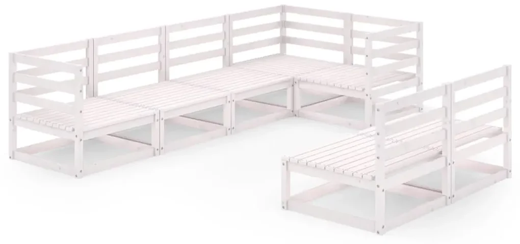 vidaXL 7-delige Loungeset massief grenenhout wit