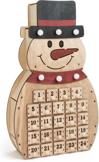 Adventskalender sneeuwpop hout 40 x 23 x 8 cm