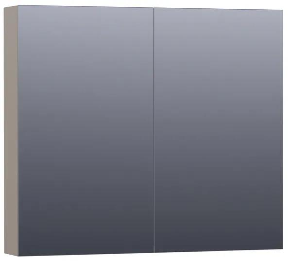 BRAUER Plain Spiegelkast - 80x70x15cm - 2 links/rechtsdraaiende spiegeldeuren - MDF - mat taupe SK-PL80MT