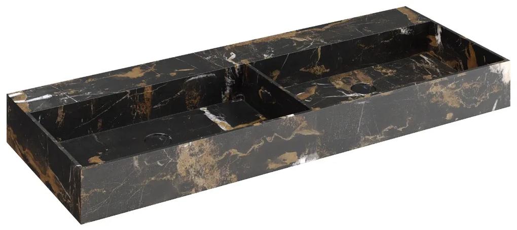 Fontana Portoro Gold marmer badmeubel 120cm mat zwart met ribbelfront zonder kraangat