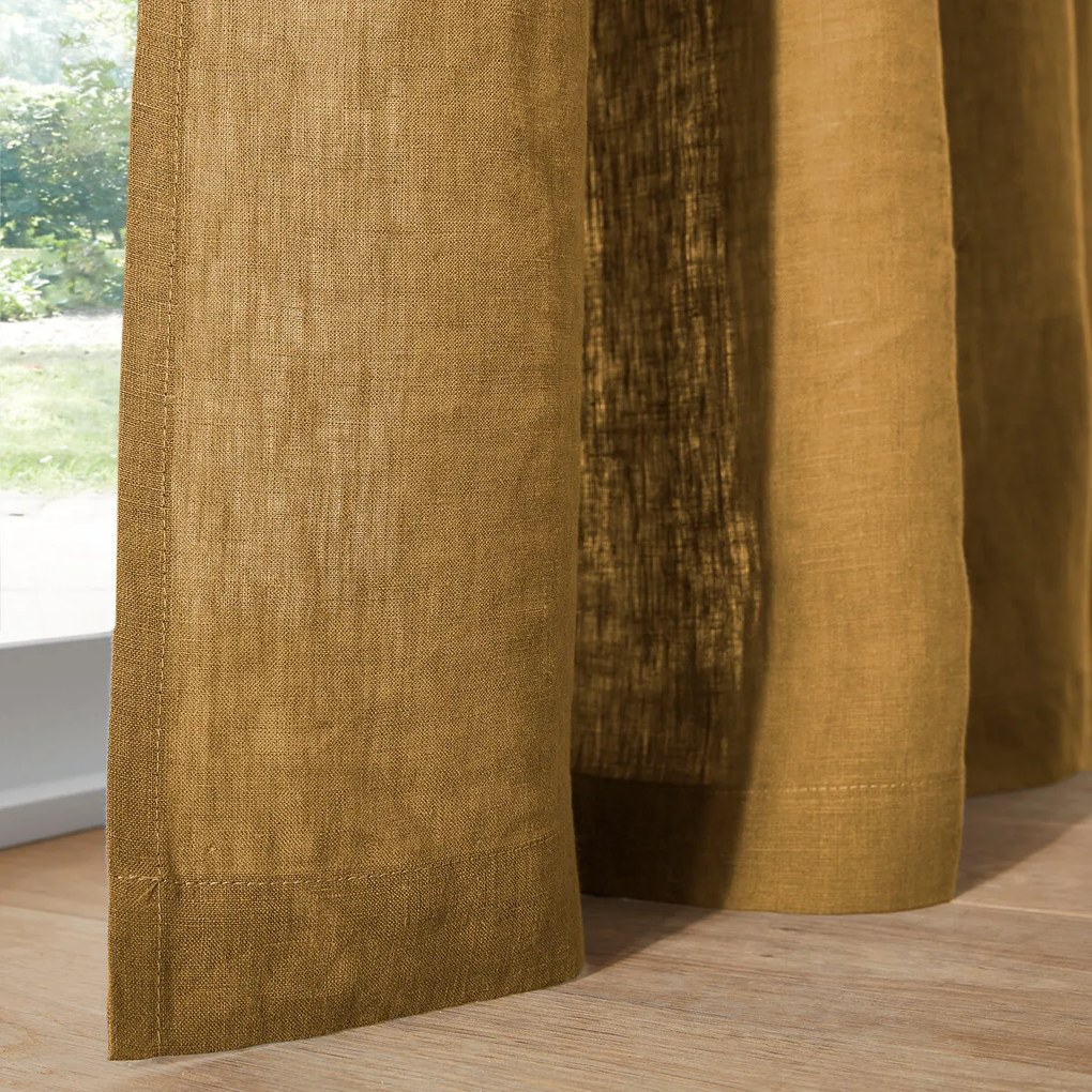 Gordijn in gewassen linnen met oogjes Onega