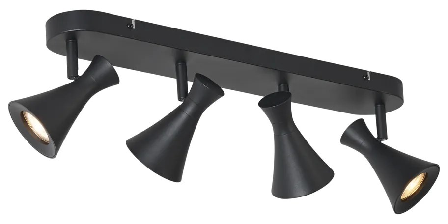 Moderne plafondSpot / Opbouwspot / Plafondspot zwart 4-lichts draai- en kantelbaar - Triangle Modern GU10 ovaal Binnenverlichting Lamp