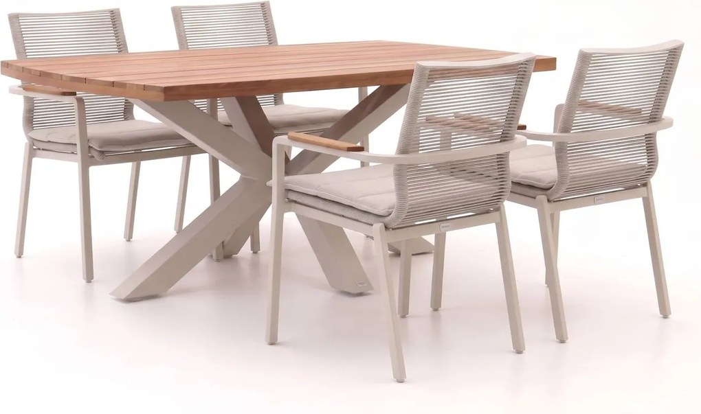 + 10% kassakorting | Diningset Bellagio  | 4 personen teakhout | Tuinset stapelbaar | 5-delig | Kees Smit Tuinmeubelen