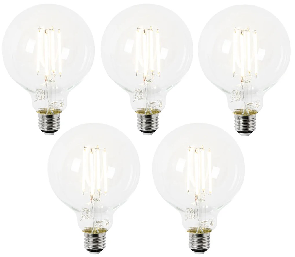Set van 5 E27 LED lamp G95 helder 2,2W 470 lm 2700K
