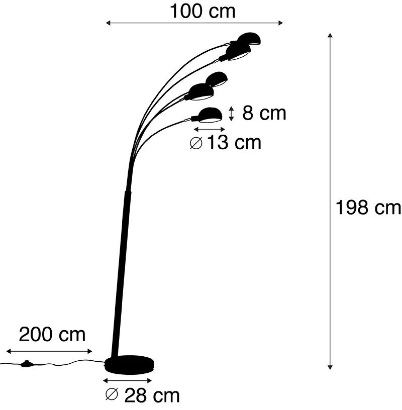 Smart vloerlamp zwart 5-lichts incl. Wifi B35 - Sixties