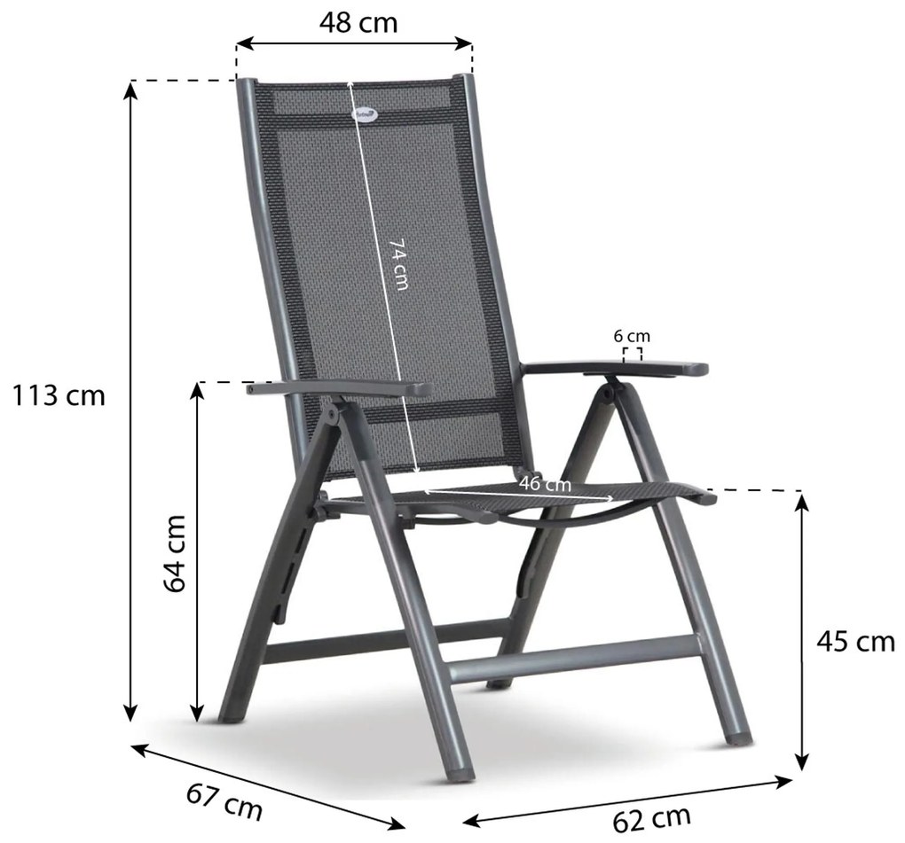 Tuinset 6 personen 240 cm Aluminium/Textileen Grijs Hartman Royal