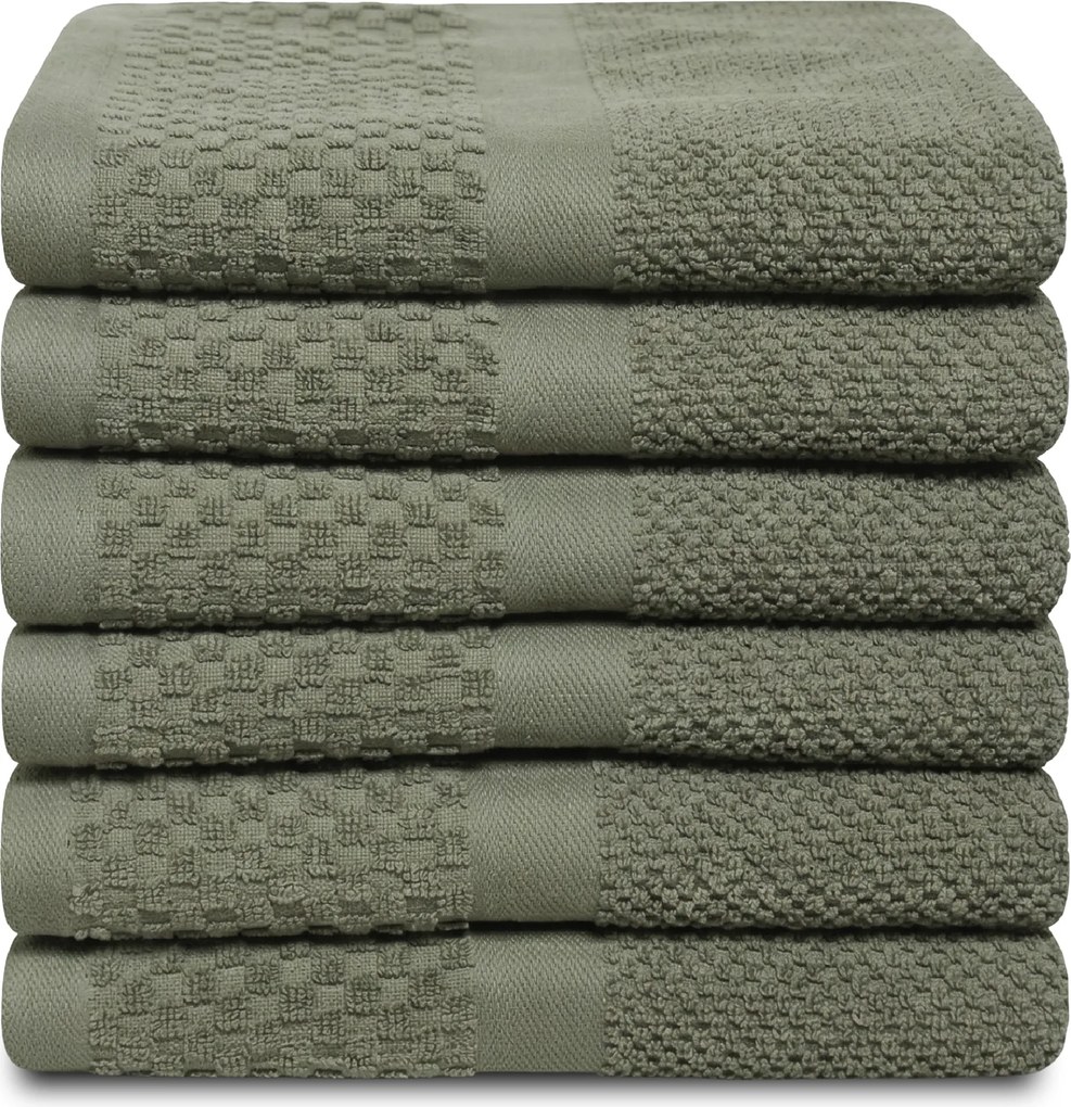Handdoek Soft Popcorn Collectie – 6 stuks – 50×90 – oudgroen