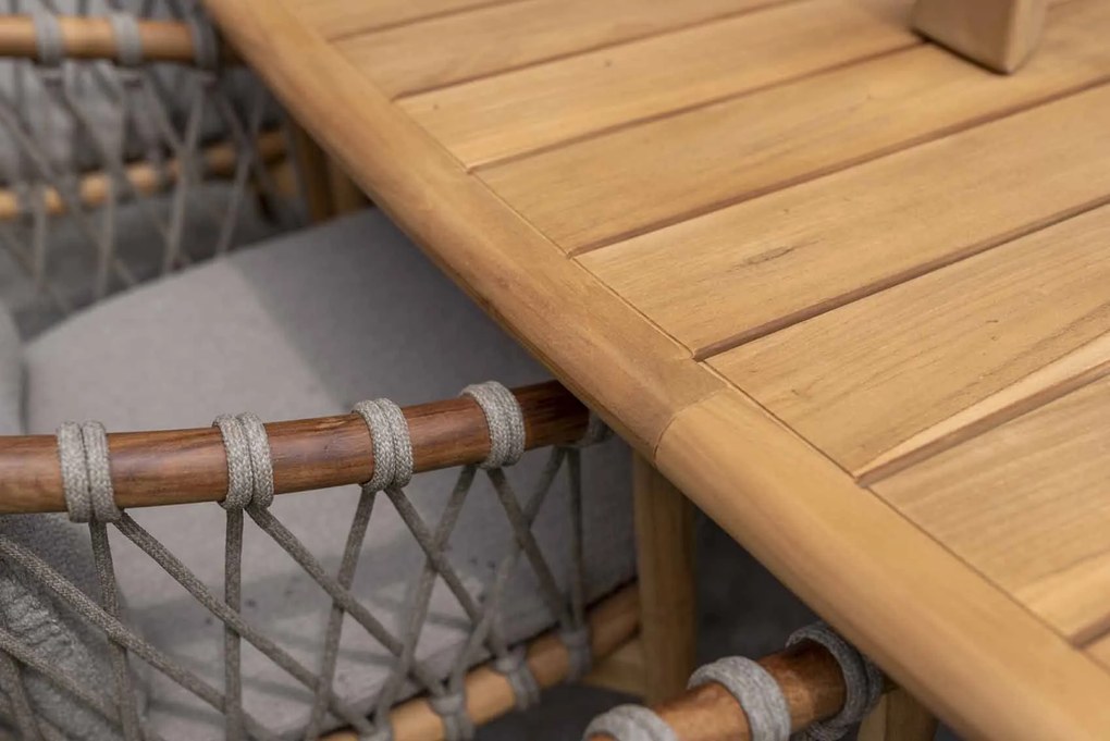4 Seasons Outdoor Nora tuinset naturel teak met Capri tafel 240 x 110 cm SALE Tuinset beige weerbestendig