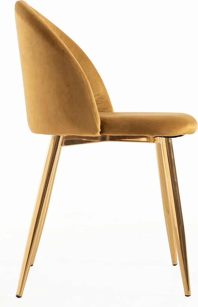 Set 4 Vint Fluwelen Golden Stoelen