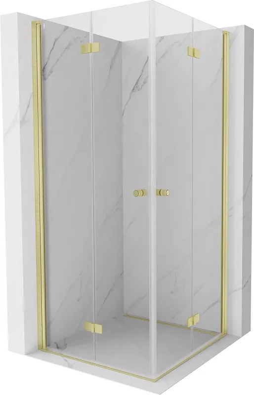 Mexen Mist-F Duo opvouwbare douchecabine 90 x 90 cm, transparant, goud geborsteld - 8A6-090L-090P-55-00