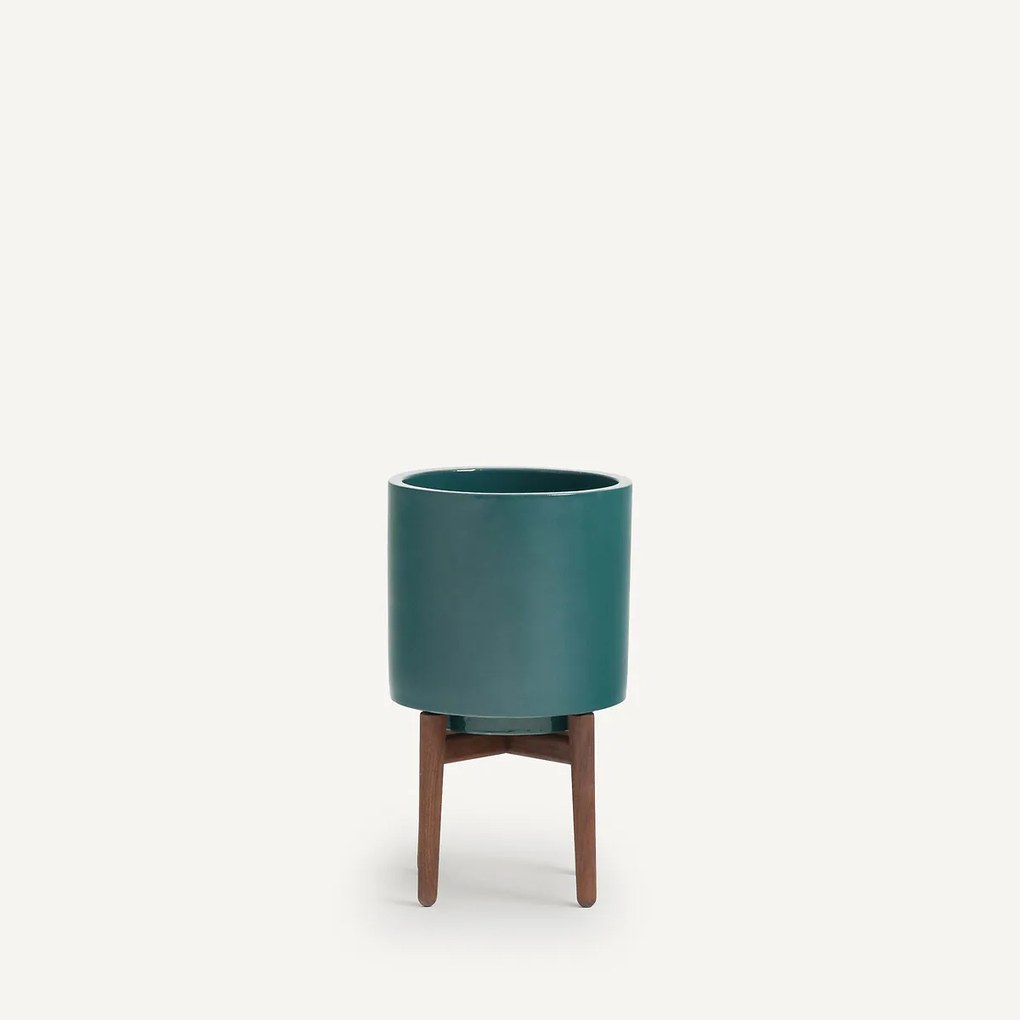 Bloempot op poot in notenhout H43 cm, Florian