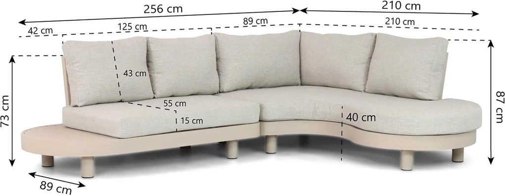 Loungeset tuin 5 personen Aluminium Taupe  Lifestyle Garden Furniture Organio