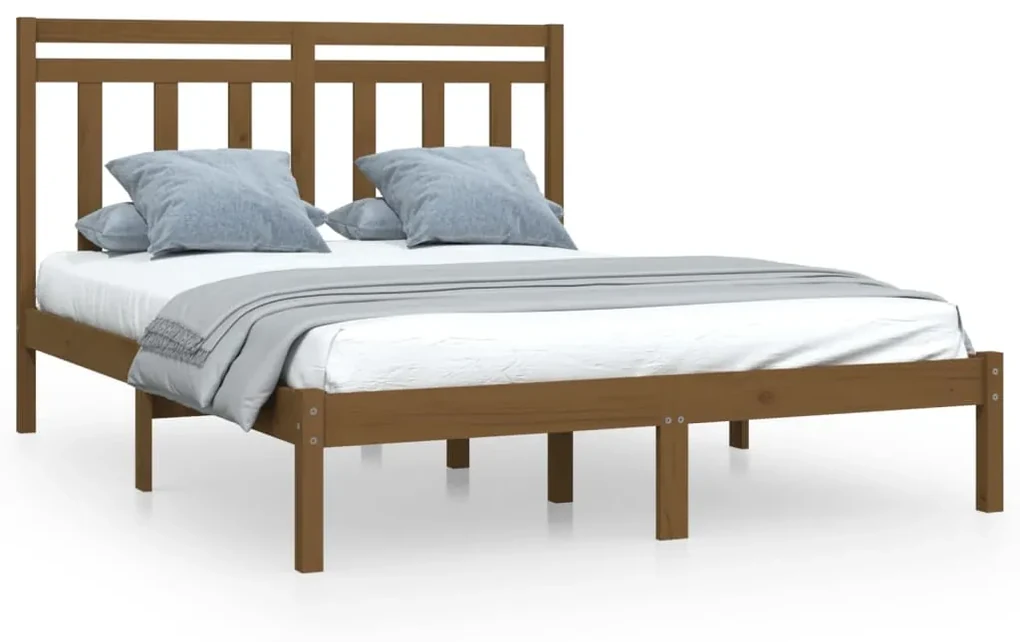vidaXL Bedframe massief hout honingbruin 120x190 cm 4FT Small Double