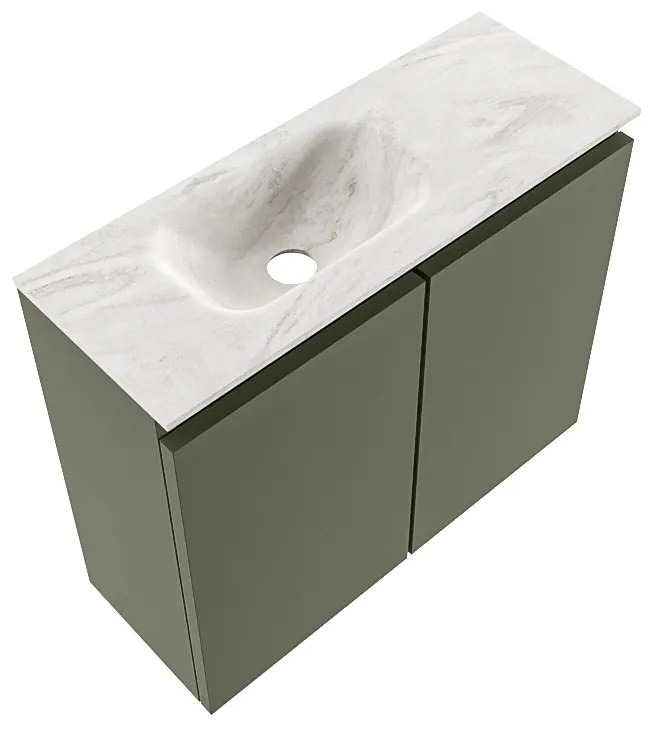 Mondiaz Ture DLux toiletmeubel 60cm army met wastafel ostra links met kraangat