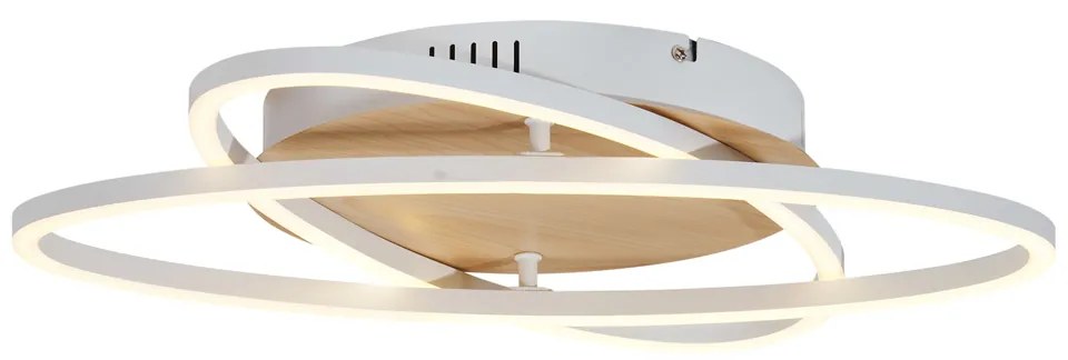 Plafondlamp wit met hout incl. LED 3-staps dimbaar 2-lichts - Kane