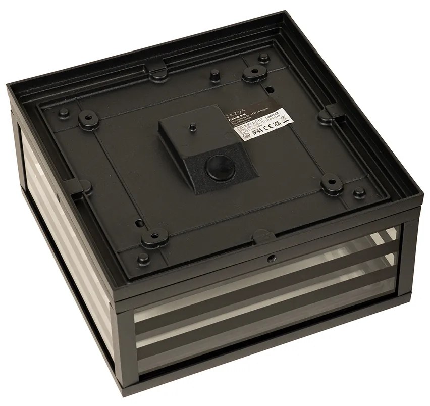 Moderne buiten plafondlamp zwart glas 2-lichts IP44 - Reims