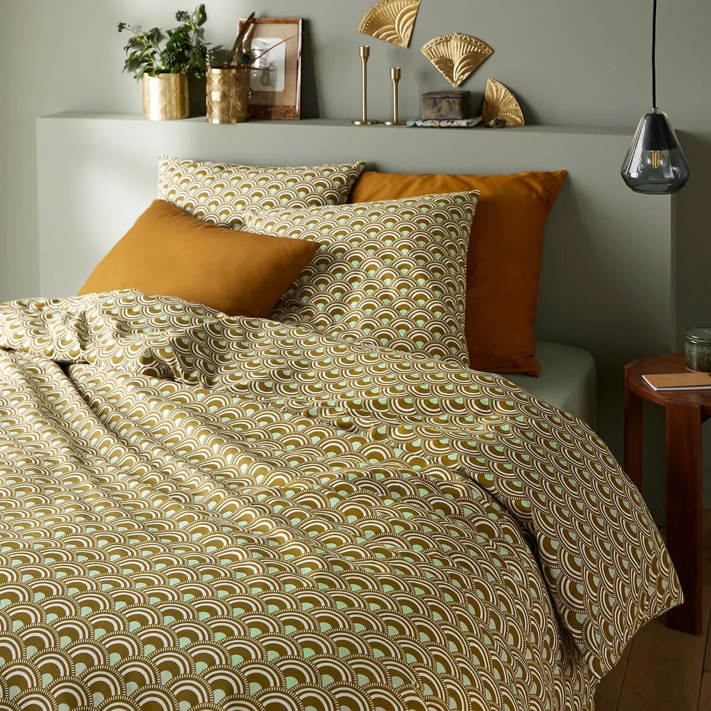 Katoenen bedset, vierkant kussensloop, Caletta