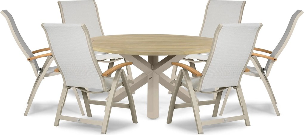 Tuinset Ronde Tuintafel 6 personen 160 cm Aluminium Taupe Presto Tarenta/Rockville