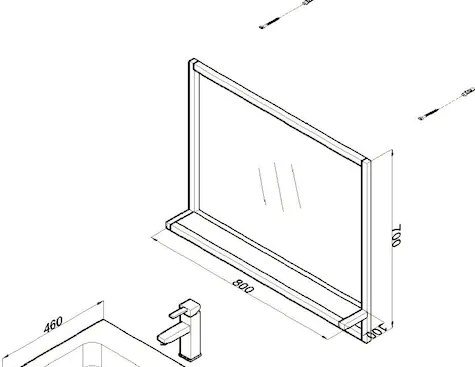 B-Stone Metal zwarte spiegel met planchet 100x70cm