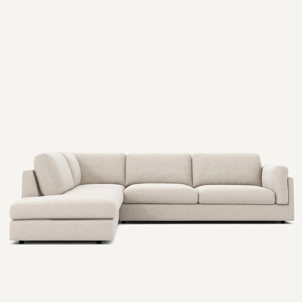Hoekslaapbank met longchair in gemêleerd canvas, CÉSAR