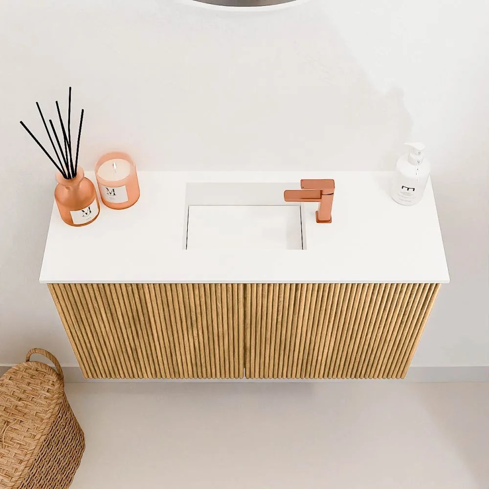 Mondiaz Joya 70cm toiletmeubel oak met wastafel faye midden 1 kraangat talc